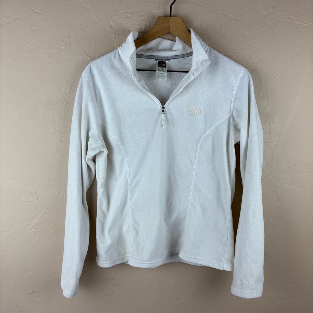 The North Face Women's White Quarter-Zip Fleece Jacket Pullover Size Large
